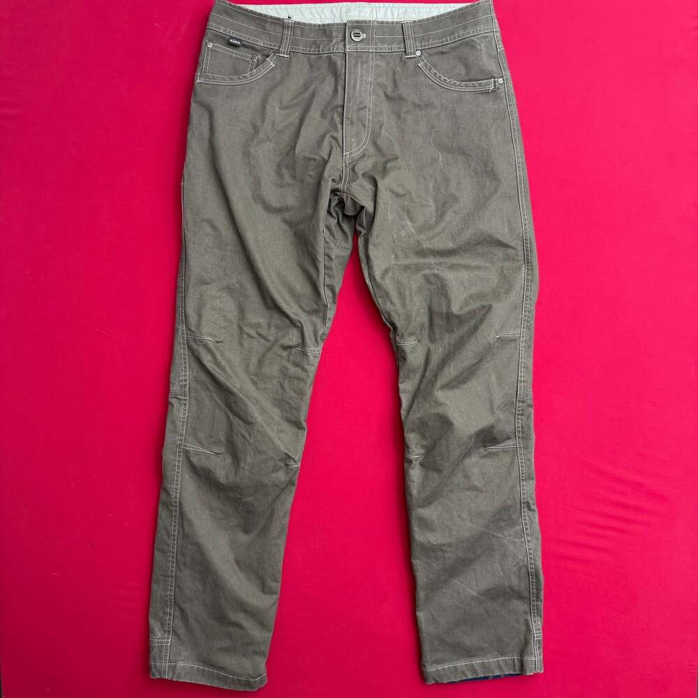 KÜHL Men's Rydr Plaid lining‎ Hiking Pants 36x36 Khaki Brown Heavyweight Canvas